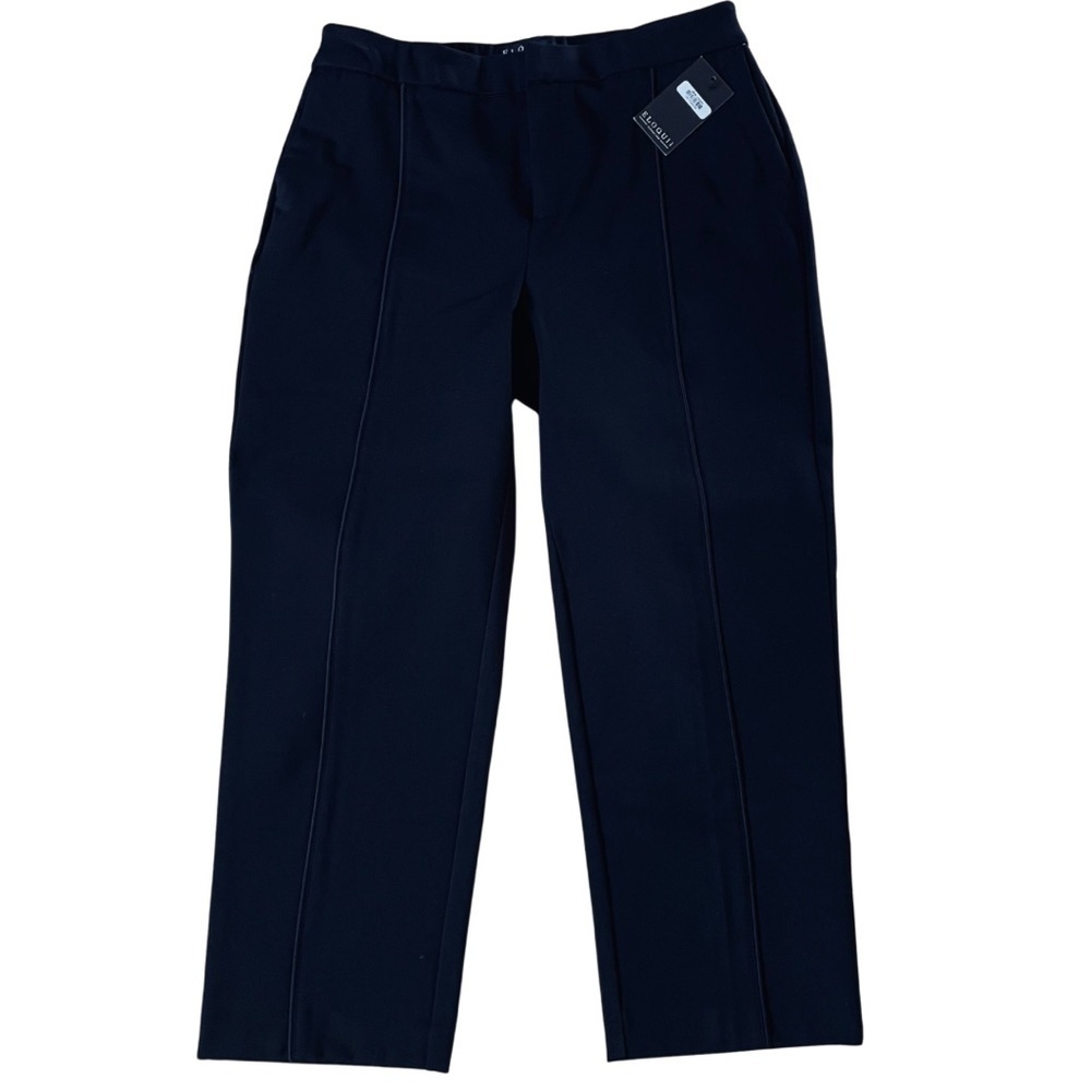 NWT Eloquii Black Substantial Straight Leg Tuxedo Pockets Dress Trousers Pants